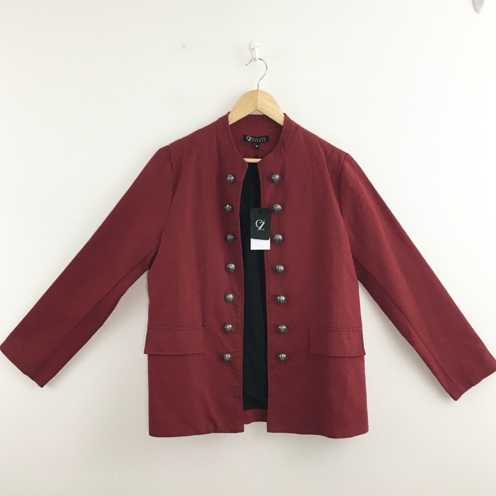 Cezele | Deep Red Open Front Jacket - Picture 2 of 11